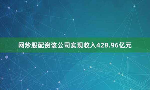 网炒股配资该公司实现收入428.96亿元